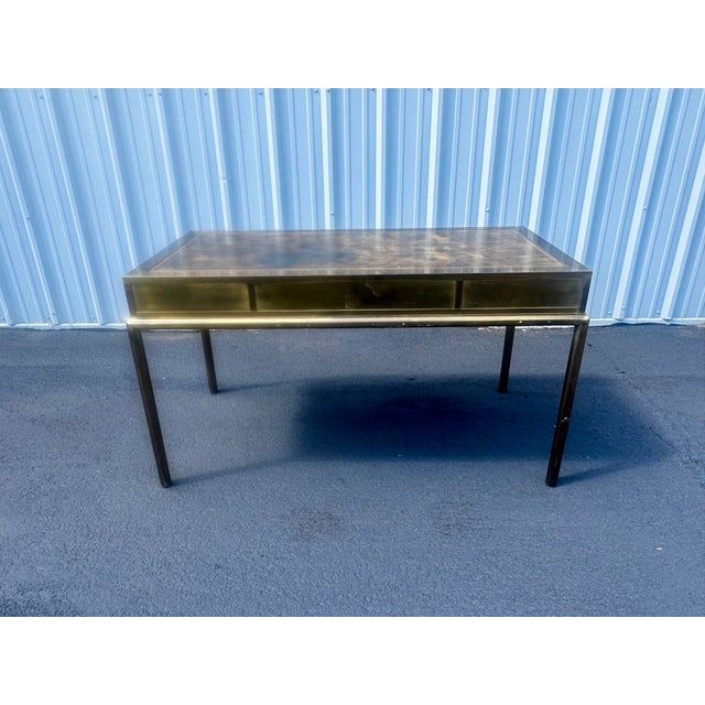 Vintage Mastercraft Brass and Leather Desk For Sale In Denver - Image 6 of 9