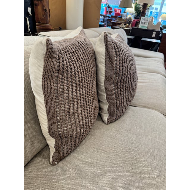 Uttermost Revelation by Uttermost Chunky Cotton Knit Throw Pillows, Pair For Sale - Image 4 of 12
