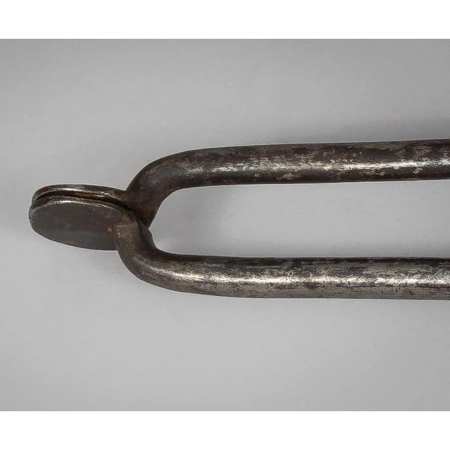 American Antique American Brass and Steel Fireplace Tongs For Sale - Image 3 of 3