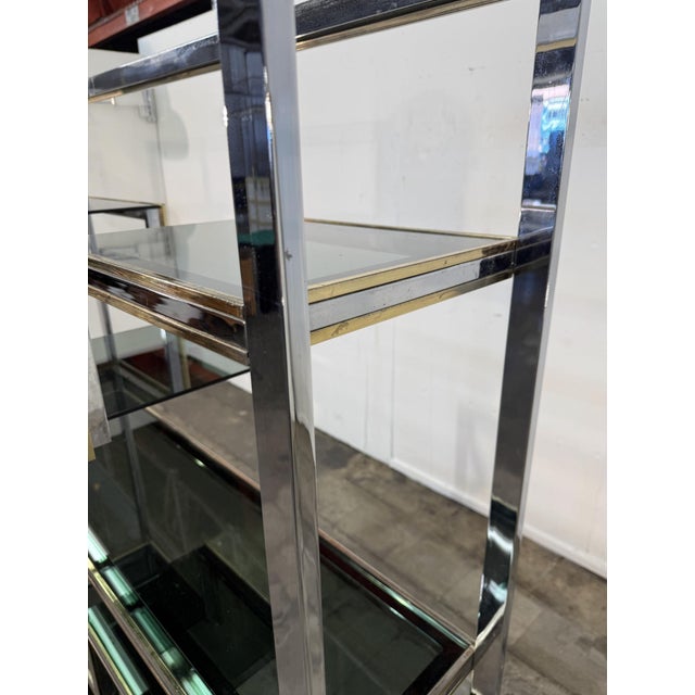 Traditional Romeo Rega Chrome and Brass Étagère / Library, Italy, 1970s For Sale - Image 3 of 11