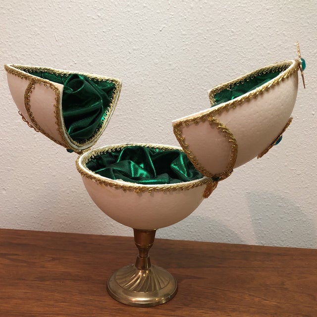 Ornate Ostrich Egg DoubleHinged Jewelry Box Chairish