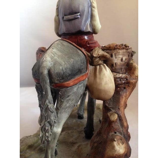 Vintage Italian Capodimonte Porcelain Figurine of Boy Riding Donkey With Cart by Dino Bonalberti For Sale In New York - Image 6 of 8