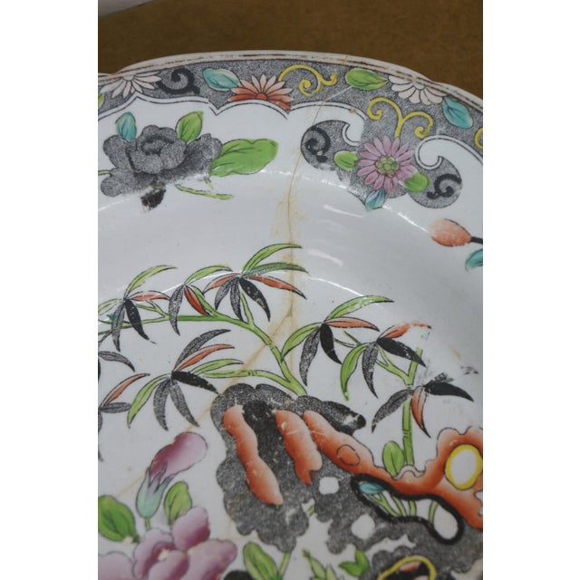 Antique Stephan Folch Ironstone Imari Bamboo & Basket China Serving Platters - Set of 3 For Sale - Image 9 of 16