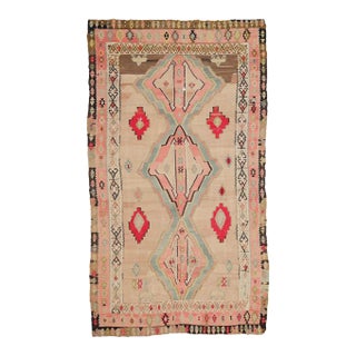Mid 20th Century Faded Vintage Large Turkish Kilim Rug For Sale