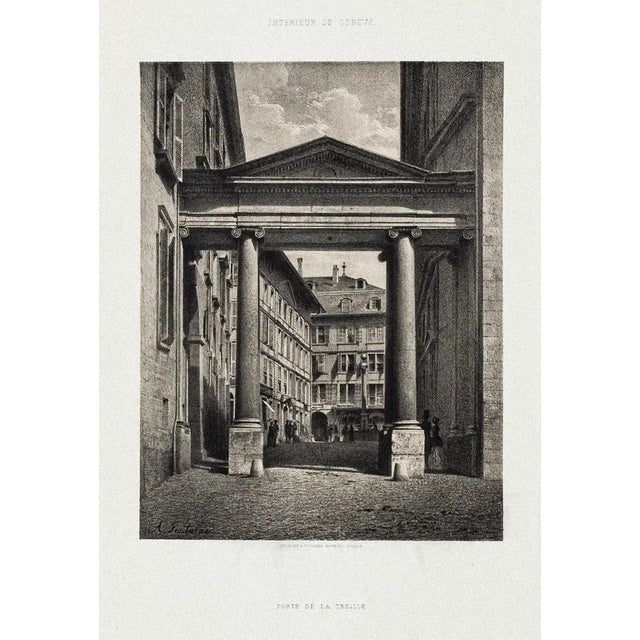 Porte de la Treille - Original Lithograph by Antonio Fontanesi - 1854 1854 For Sale - Image 3 of 3