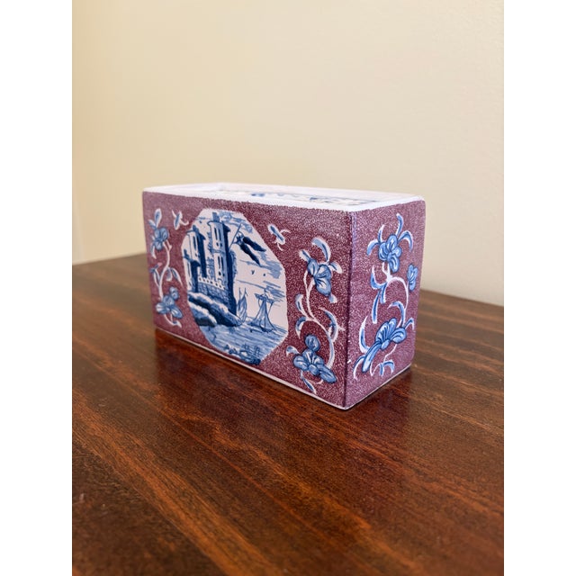 Delft Vintage Dutch Delft Blue and White Flower Frog Tulipiere Vase For Sale - Image 4 of 12