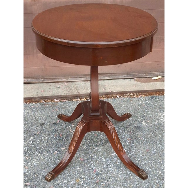 Victorian Mid 20th Century Mersman Mahogany Oval Lyre Base Duncan Phyfe Occasion Table For Sale - Image 3 of 10