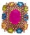 Bochic “Capri” Vintage Diamond, Ruby, Peridot & Citrine Ring - 18K Gold & Silver For Sale