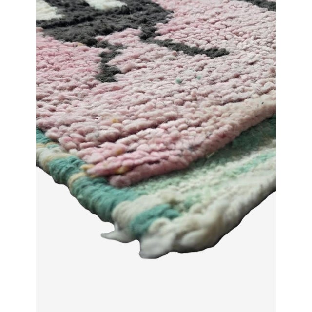 Mid-Century Modern Pink Handwoven Berber Wool Rug - 9.5 X 6.5 Ft For Sale - Image 3 of 8
