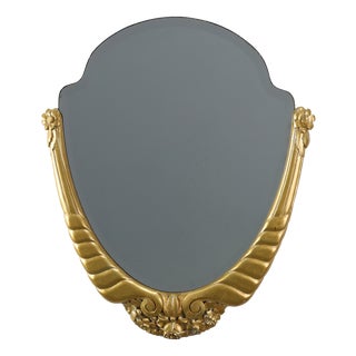 Vintage Art Deco French Carved Gilt Wooden Mirror, 1920 For Sale