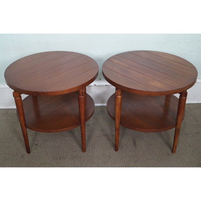 Mid-Century Modern Lane Round End Tables - A Pair | Chairish