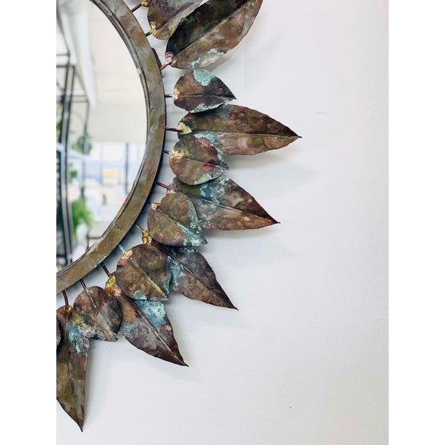 Contemporary Copper Leaf Mirror Wall Mirror Copper For Sale - Image 3 of 7