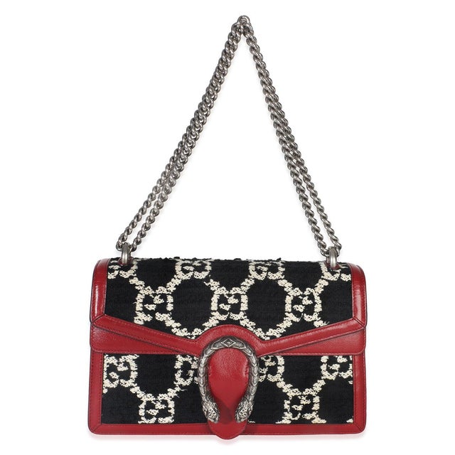 Black Black White Red Tweed GG Monogram Medium Dionysus Shoulder Bag For Sale - Image 8 of 9