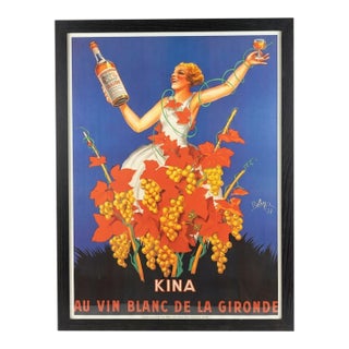 Vintage French Kina Au Vin Blanc Poster (After Robys) For Sale