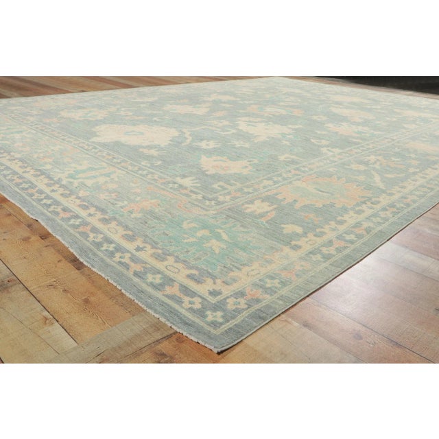 Vintage Pastel Modern Oushak Rug - 10'00 X 13'08 For Sale In Dallas - Image 6 of 9