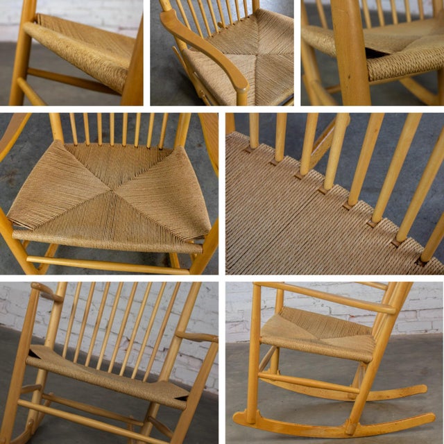 Late 20th Century Scandinavian Modern Rocking Chair Model J16 by Hans Wegner Beechwood & Natural Cord Seat For Sale - Image 15 of 17