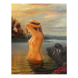 Igor Maikov, Swimming at Sunset, Nude, 2005, Oil on Canvas For Sale