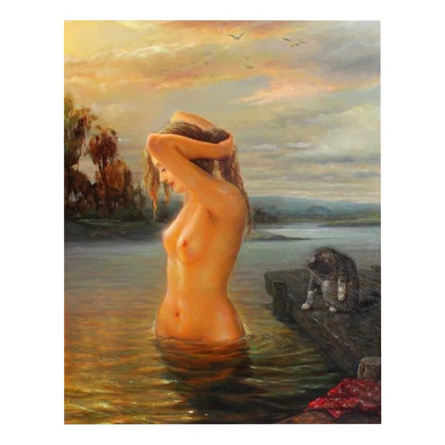 Igor Maikov, Swimming at Sunset, Nude, 2005, Oil on Canvas For Sale