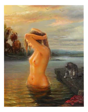 Igor Maikov, Swimming at Sunset, Nude, 2005, Oil on Canvas