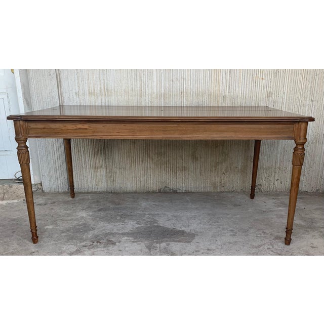 Early 20th Century Louis XVI Style Oak Convertible Console, Dining Table with Brass Trim For Sale - Image 4 of 18