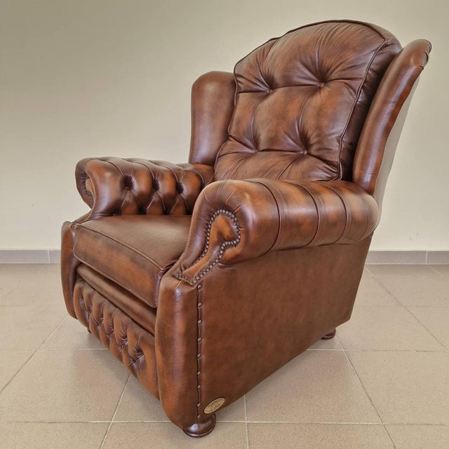Chesterfield Suzanne Brown Leather Living Room Set, 1970s, Set of 3 For Sale - Image 11 of 16