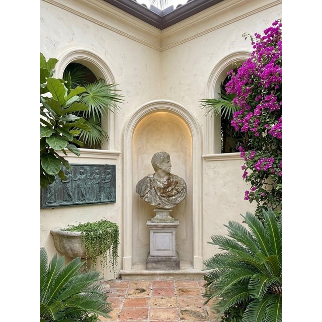 Antique English Neoclassical Cast Stone Bust on Sandstone Plinth For Sale - Image 9 of 12