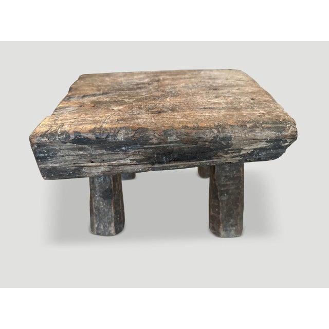 Contemporary Andrianna Shamaris Low Antique Stool or Side Table For Sale - Image 3 of 5
