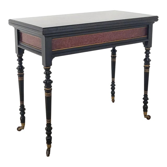 Victorian English Amboyna & Elm Folding Game Table, Circa 1870 For Sale