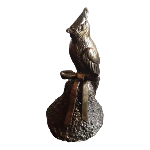 1950s Solid Bronze Bird on Bell Figurine