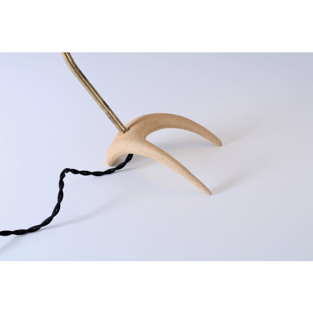1950s Brass and Beige Crowfoot Table Lamp attributed to Cosack Leuchten, 1950s For Sale - Image 5 of 18