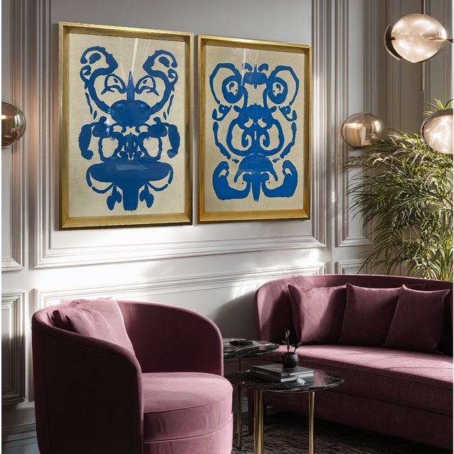 Abstract Original Rorschach Test–Inspired Abstract Paintings – Hand-Painted Acrylic on Canvas, Framed Modern Art Set For Sale - Image 3 of 6