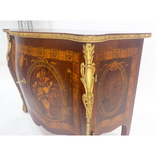 Very Fine Large Bombe Brass Mount Inlay Italian Console Dresser MINT For Sale - Image 11 of 17