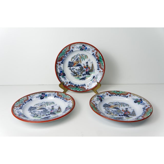 Chinoiserie Chinoiserie Timor K & G by Luneville Porcelain Soup Bowls Set of 3 For Sale - Image 3 of 10