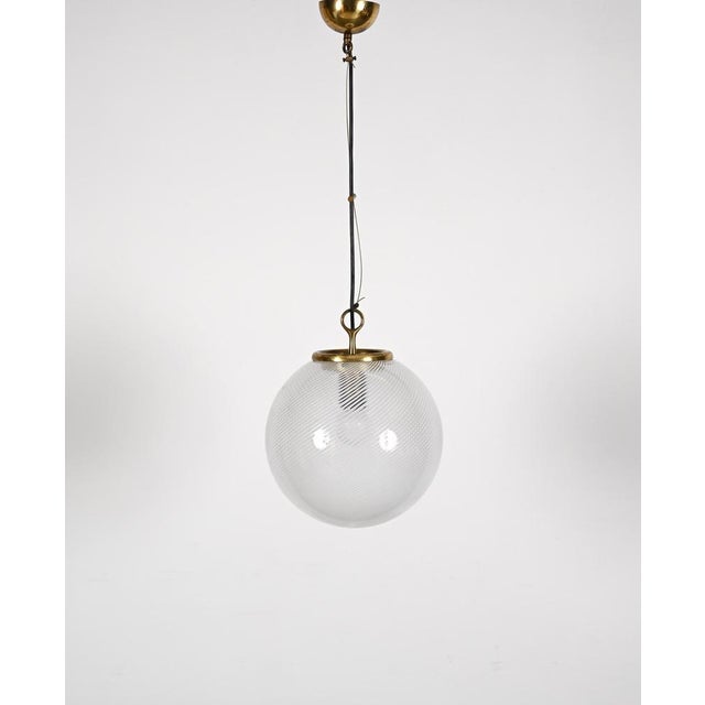 Venini Mid-Century Tessuto White and Crystal Murano Glass Chandelier from Venini, 1970s For Sale - Image 4 of 18