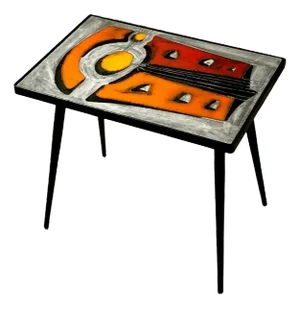 French Glazed Ceramic Coffee Table by Jean & Robert Cloutier, Vallauris, 1950s
