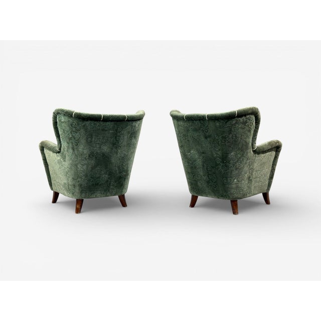 Ilmari Lappalainen, Lounge Chairs, Beech, Green Fabric, Finland, 1950s For Sale - Image 11 of 11