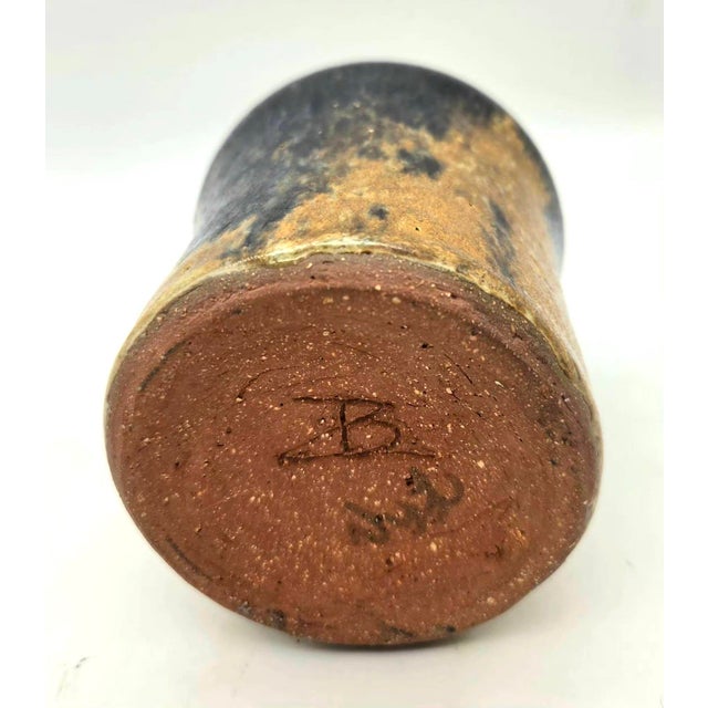1970s Artisan Signed Studio Pottery Glazed Stoneware Bud Vase For Sale - Image 10 of 11