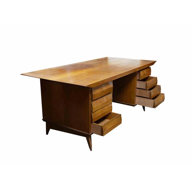 1950s Wood Desk Attributed to Melchiorre Bega, Italy, 1950s For Sale - Image 5 of 6