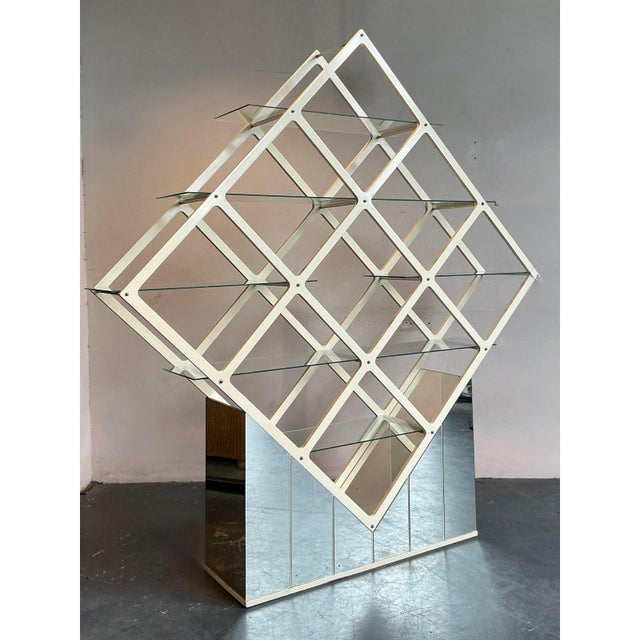 Wood Vintage Mid Century Modern Diamond Etagere For Sale - Image 7 of 10