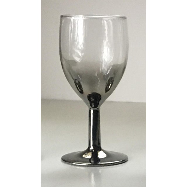 Mid-Century Modern 1960s French Silver Overlay Stemmed Liqueur Glasses- Set of Two For Sale - Image 3 of 4