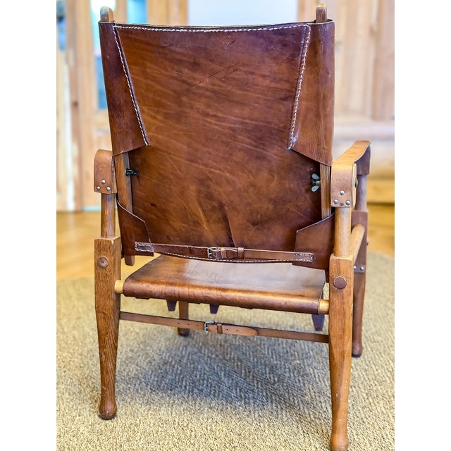 1950s Safari Lounge Chair in Oak and Cognac Leather by Wilhelm Kienzle for Kaare Klint, 1950s For Sale - Image 5 of 18