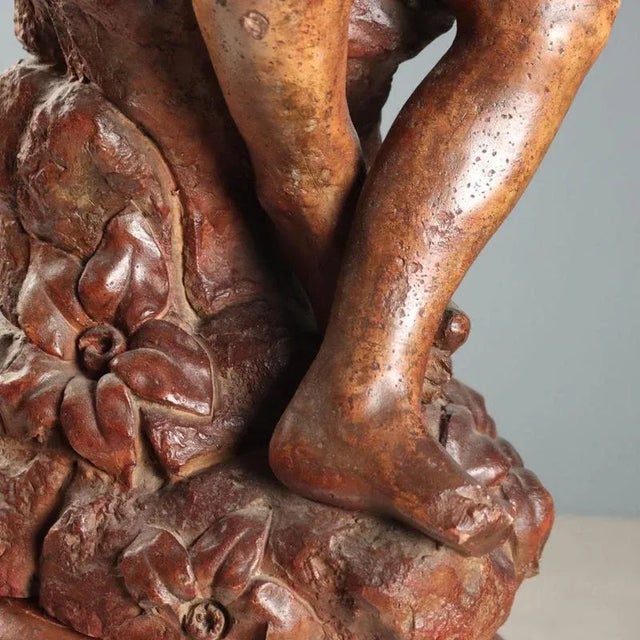 Boy with Dove on Stand in Terracotta For Sale - Image 6 of 10