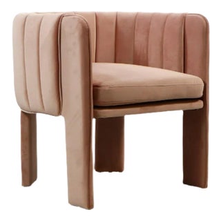 Olivia Channel Tufted Accent Chair in Blush For Sale