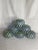 Six lovely vintage art glass hand blown bowls marked Eastern. The cobalt, chartreuse and clear swirled striped bowls are...