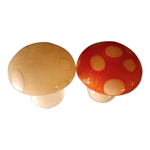 Pair of Vintage Art Glass Mushroom Figurines