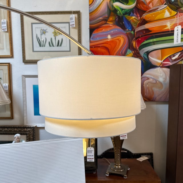 2000 - 2009 Crate & Barrel Meryl Arc Nickel Floor Lamp For Sale - Image 5 of 12