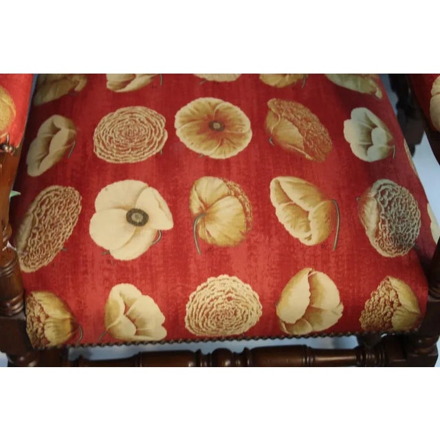 Textile 17th Century Style European Floral Fabric Dining Chairs - Set of 10 For Sale - Image 7 of 13