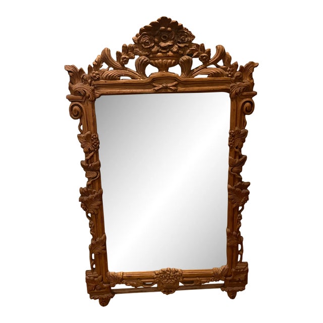 Late 19th Century Heavily Carved Pine Mirror For Sale