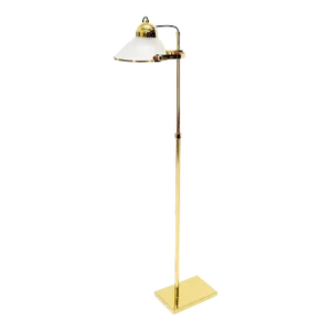 Solid Brass Fully Articulated Glass Scallop Shape Adjustable Height Floor Lamp