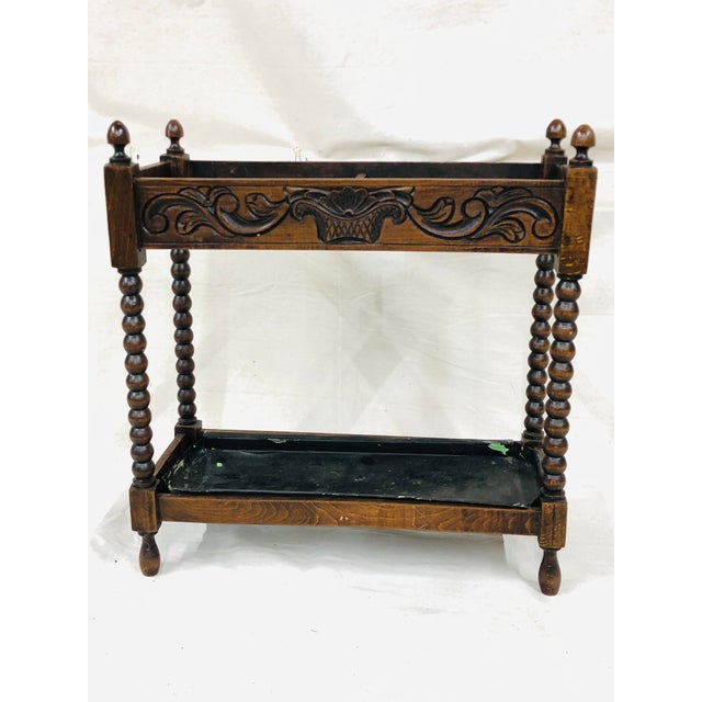 Antique Oak Umbrella Stand Carved With Basket Design Chairish